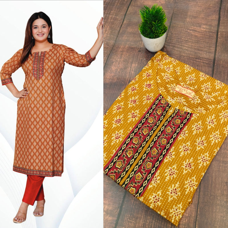 Mustard yellow straight cut kurta