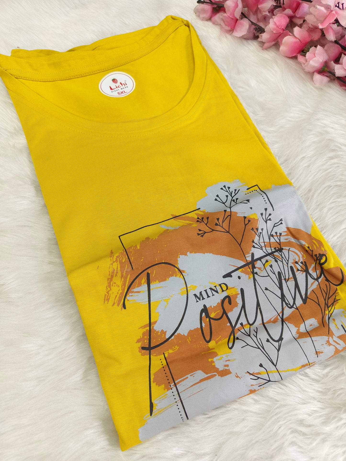 Yellow cotton T-shirt 5XL