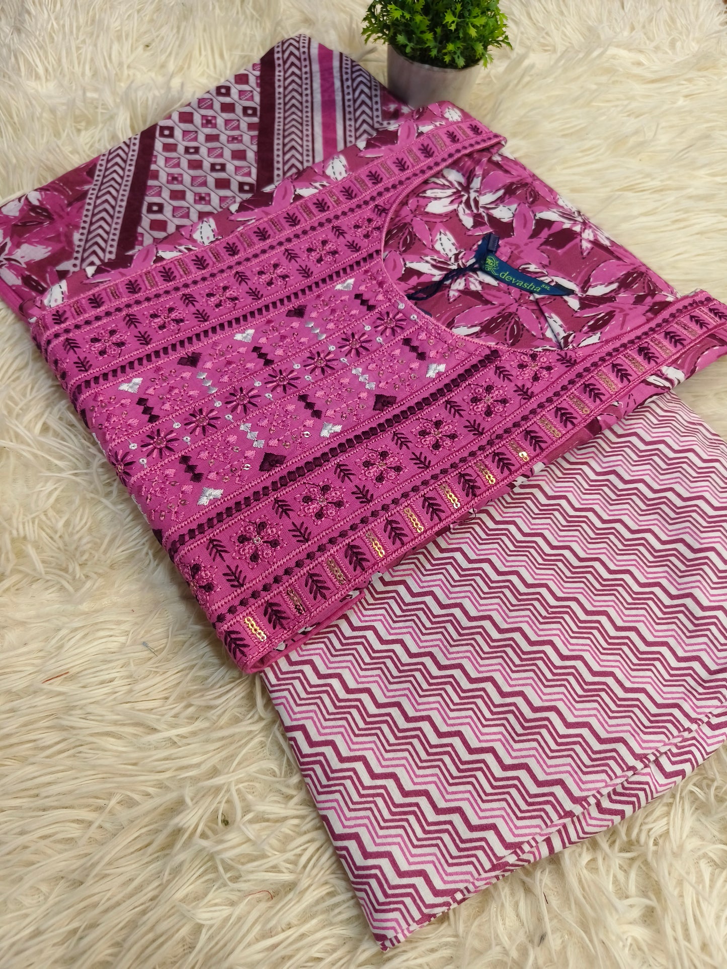 Pink cotton sets with duppata