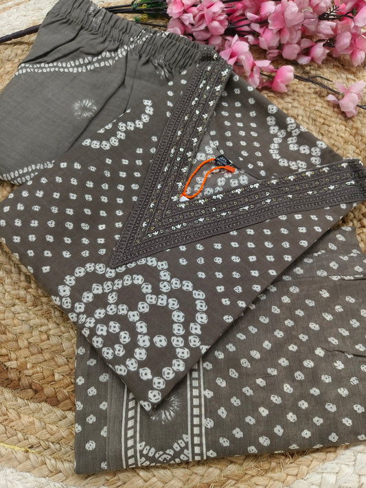 Grey Cotton sets with duppatta