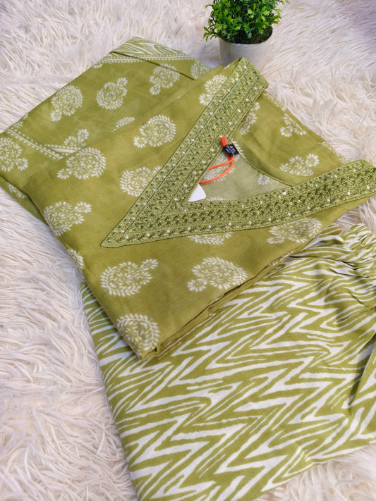 Light Green  cotton sets with duppata