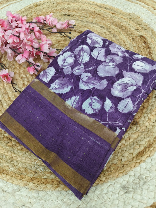 purple sequence saree