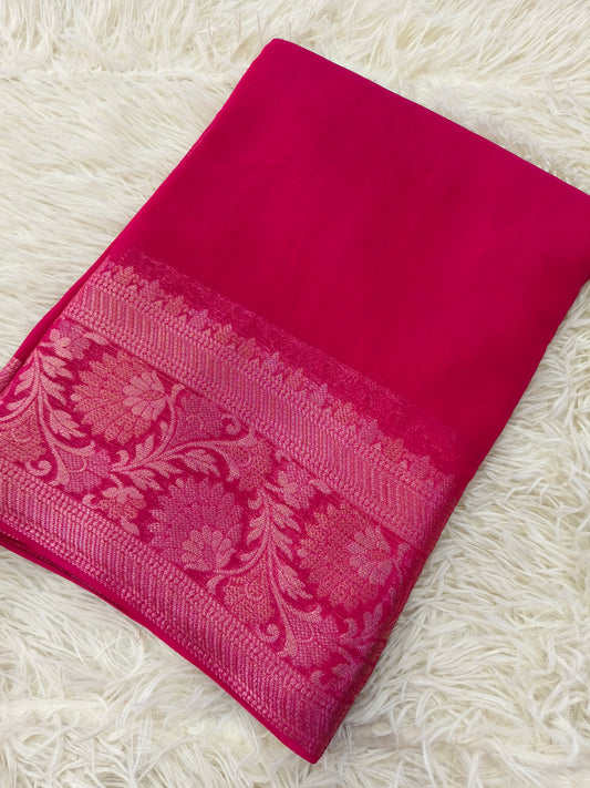 Pink Georgette silk Saree