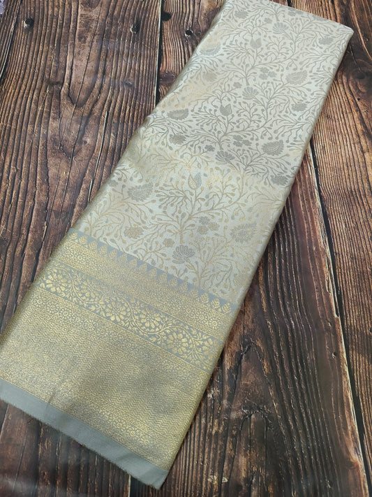 Gray semi silk with brocade saree
