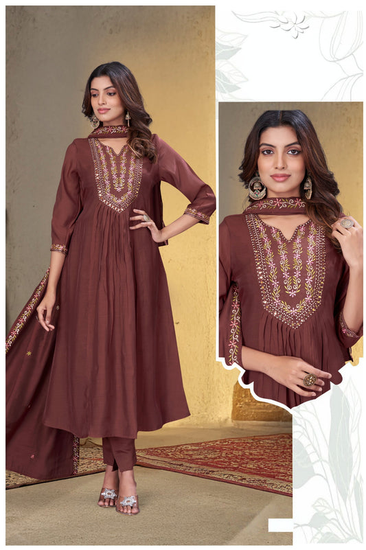 Coffee Brown Elegant Aline designer suits