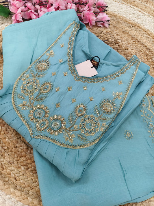 Blue designer Aline suit