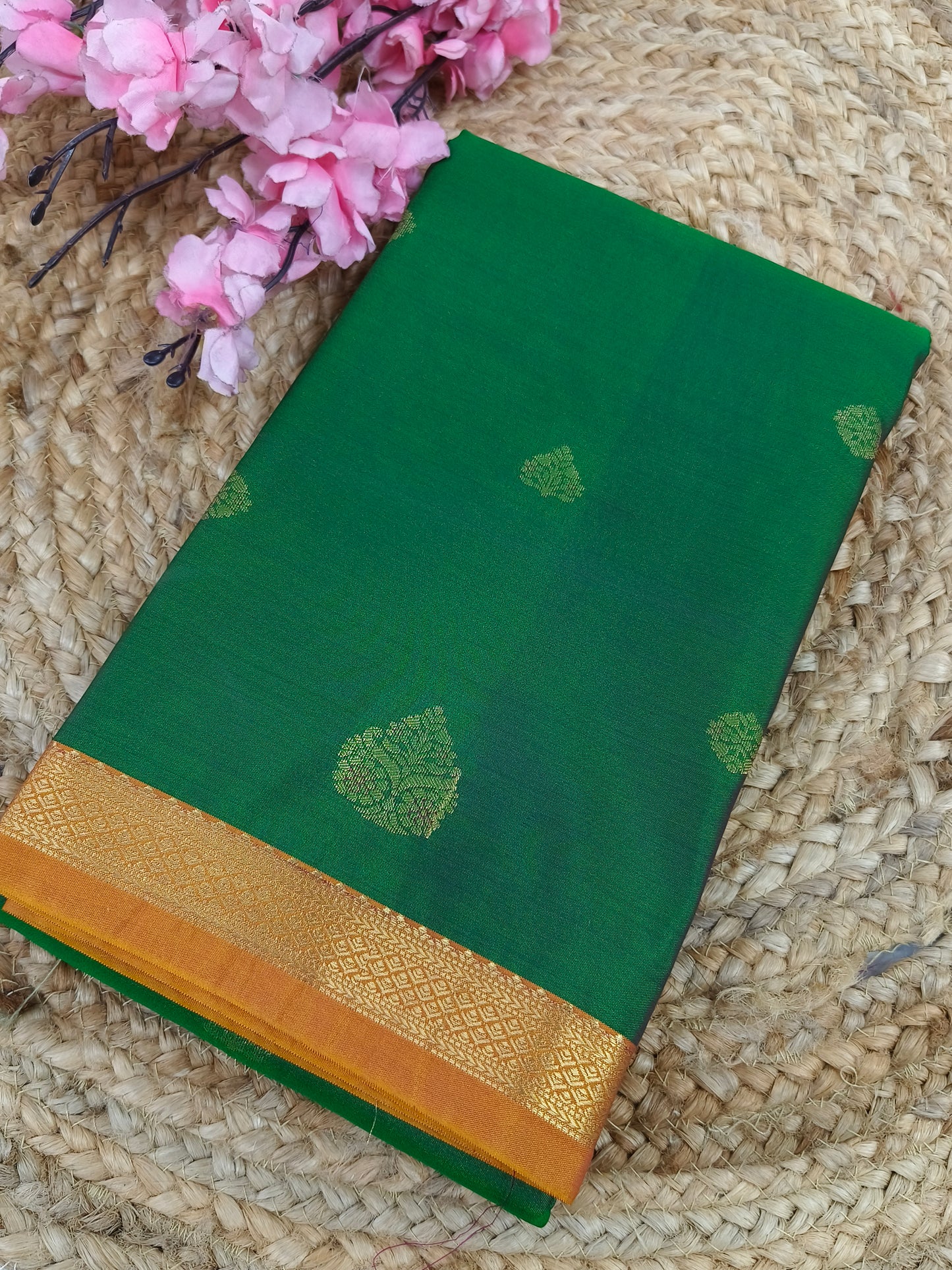 Bottle green Elegant semi kanjivaram silk saree