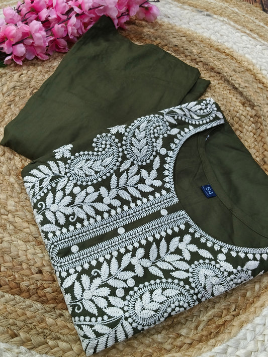 Olive Green plazzo designer dress