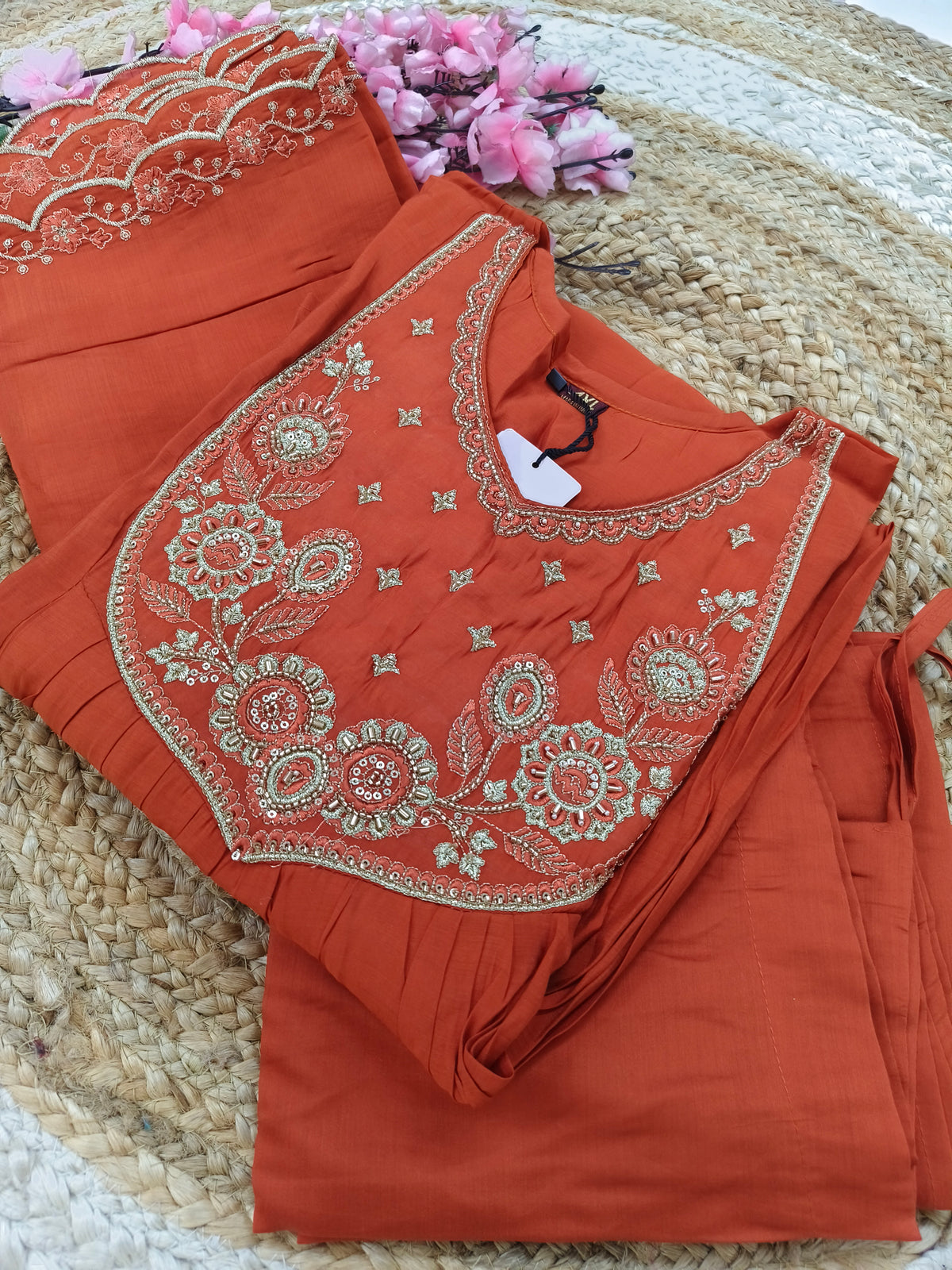 Orange  designer Aline suit