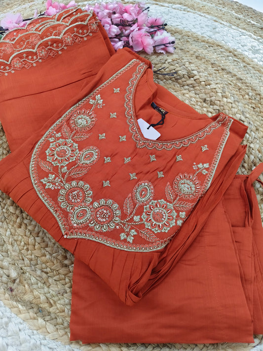 Orange  designer Aline suit