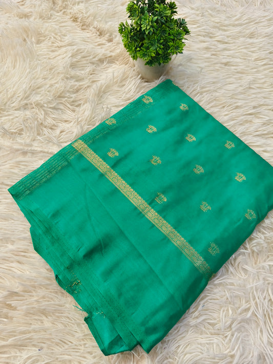 Sea Green semi Mysore crepe silk saree