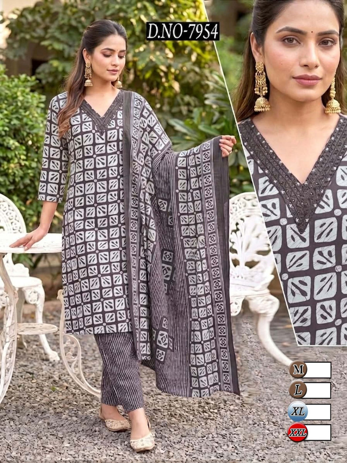 Grey  Cotton sets with duppatta