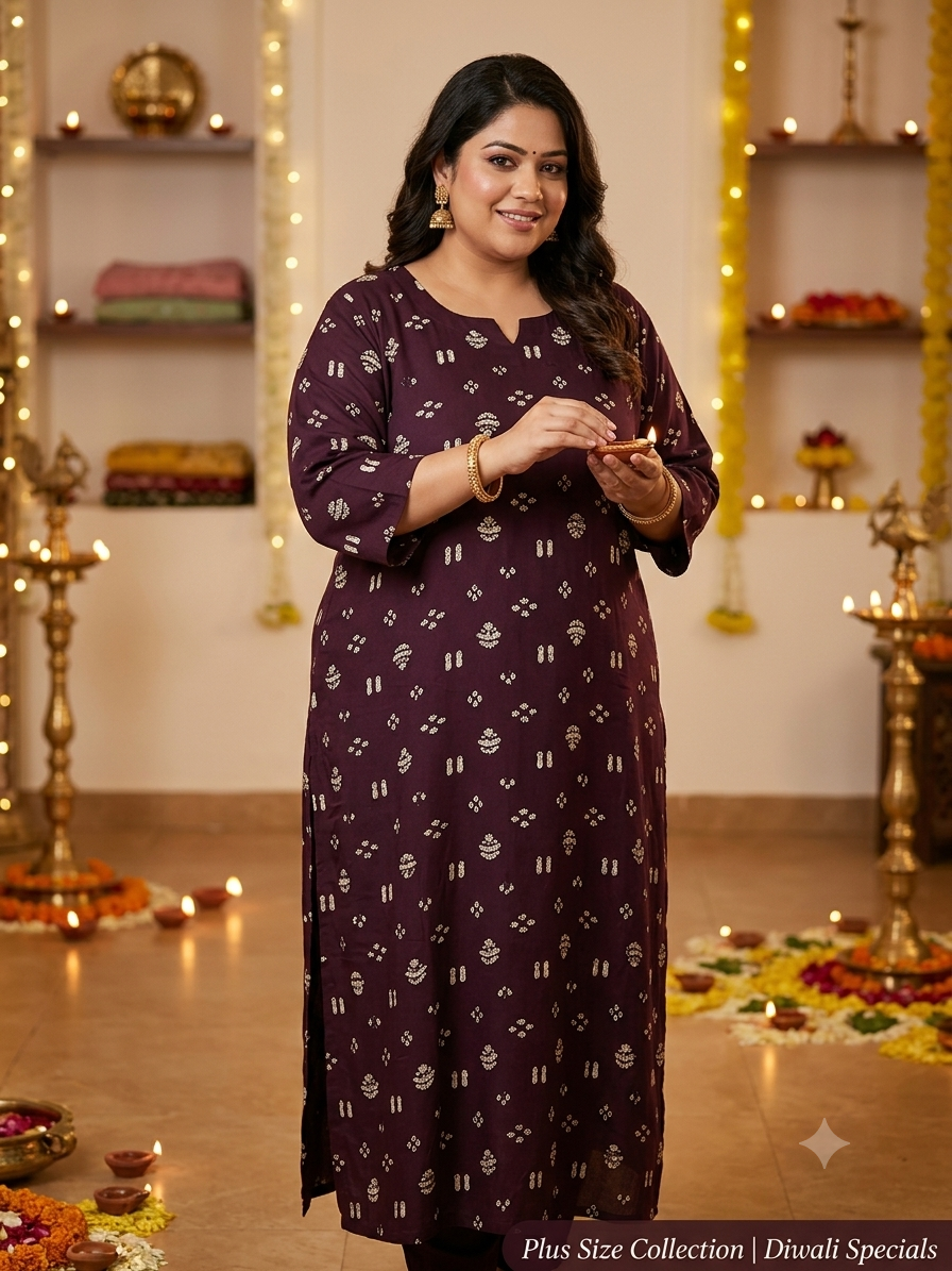 Brown  Rayon straight kurta