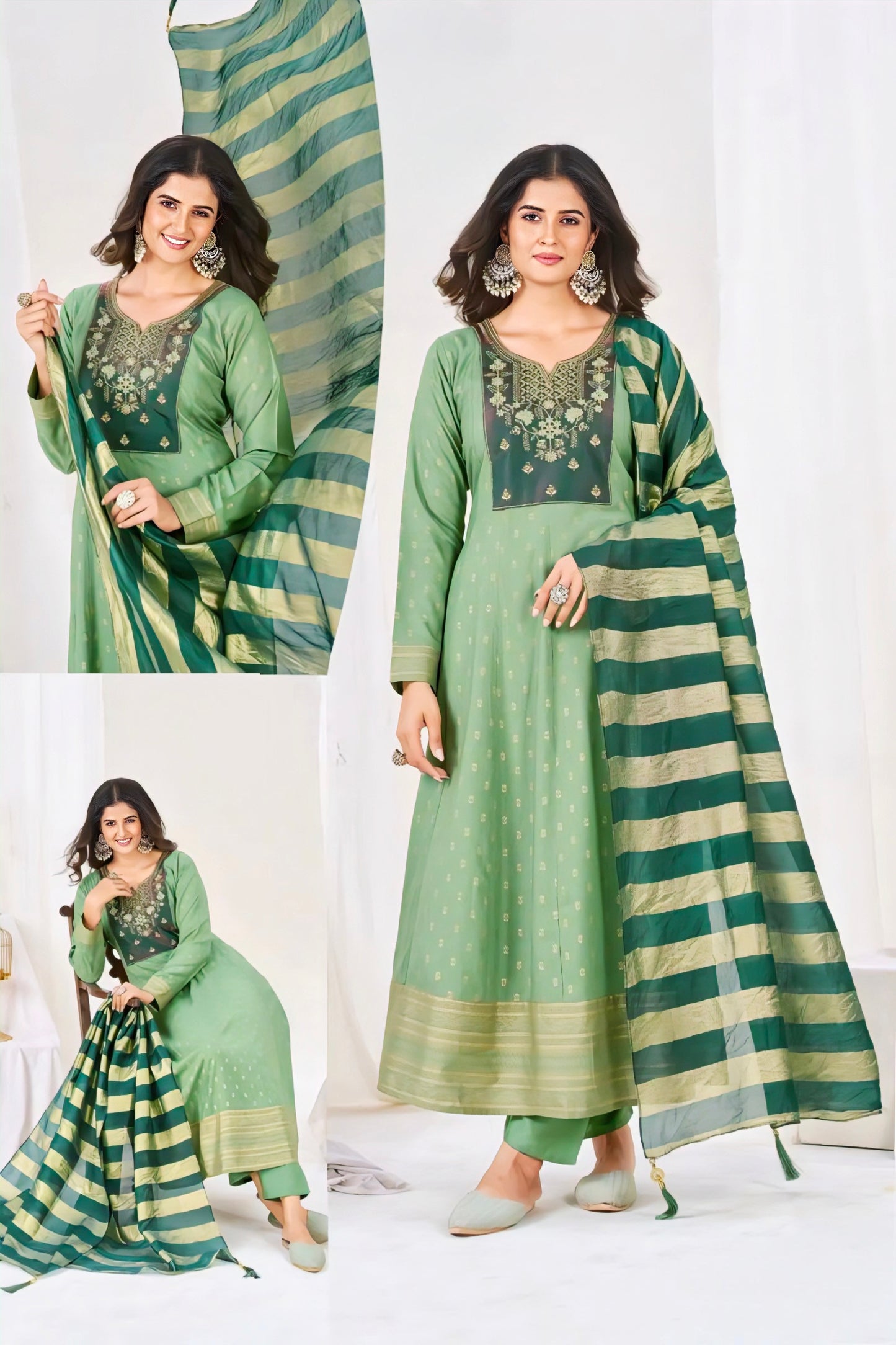 Pista Green Plus size salwar suites