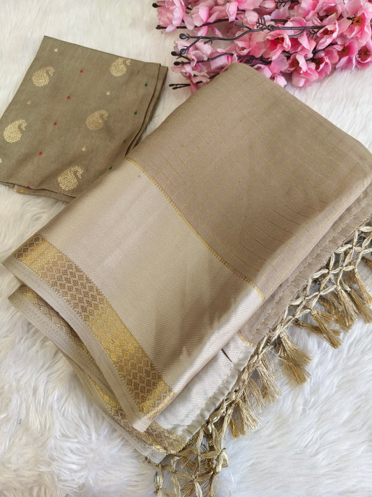 Beige Soft viscose silk saree