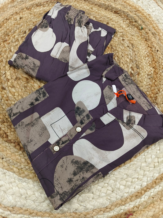 Wine Premium Printed Co-Ord Set