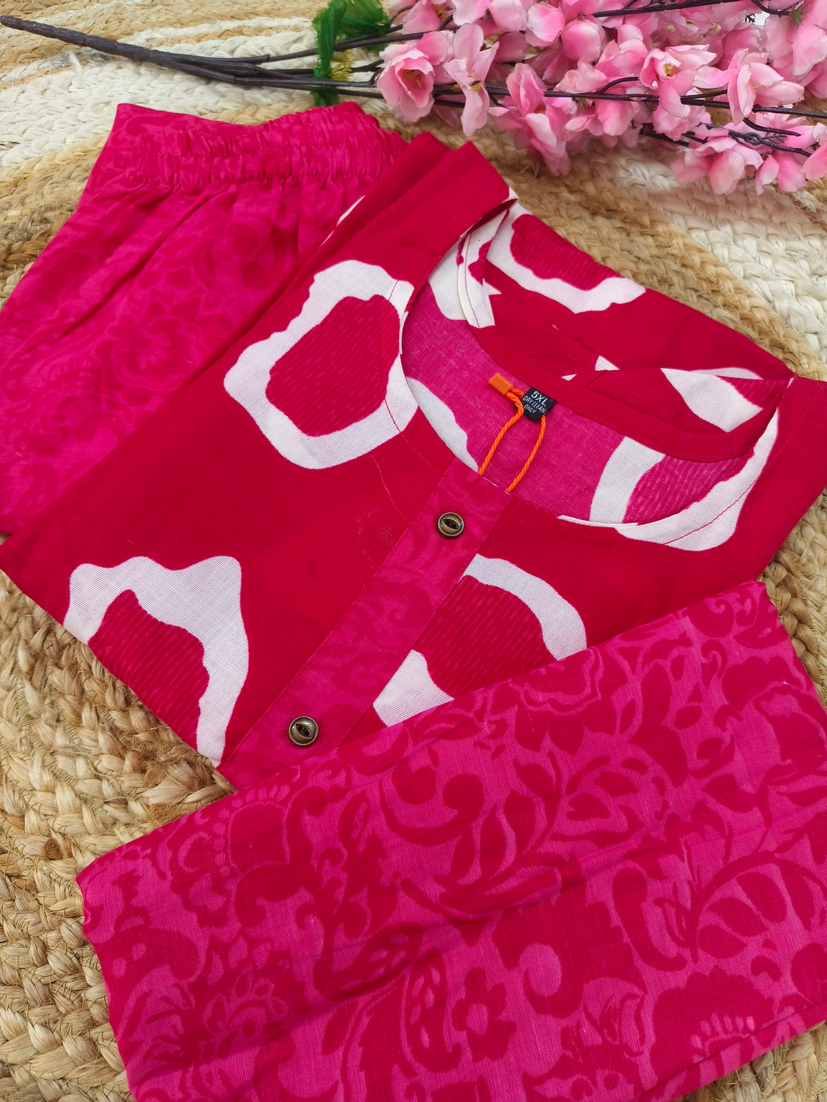 Rani Pink Cotton sets with duppatta