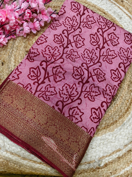 pink Binny silk saree