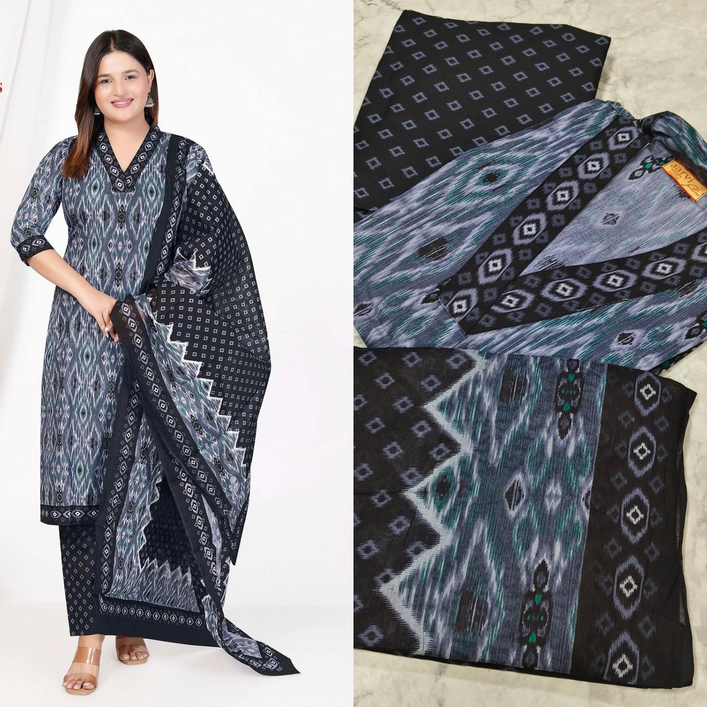 Grey Aarvi Pure Cotton Suit