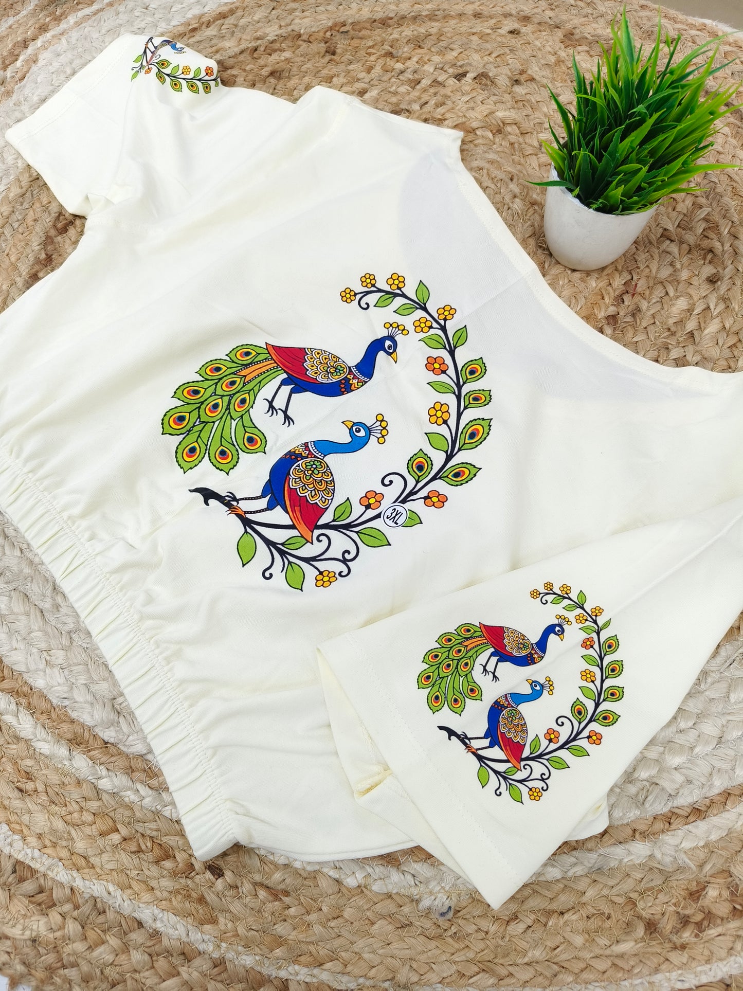 White  Stretchable blouse with unique printed design