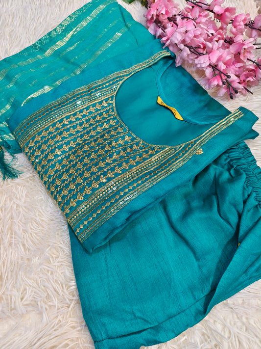 Blue  designer straight cut Suit