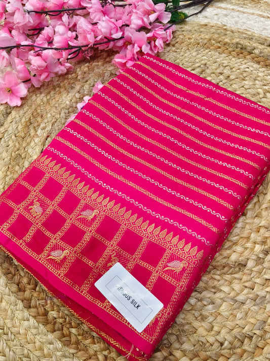Pink viscous silk saree