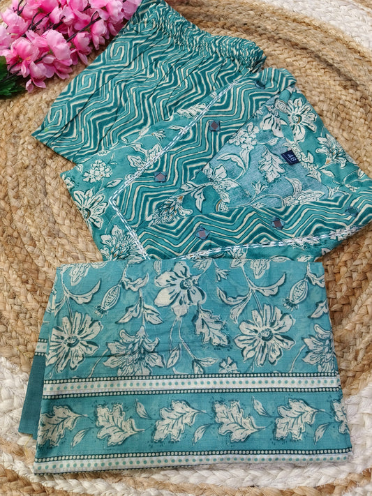 Rama Blue  pure cotton designer dress