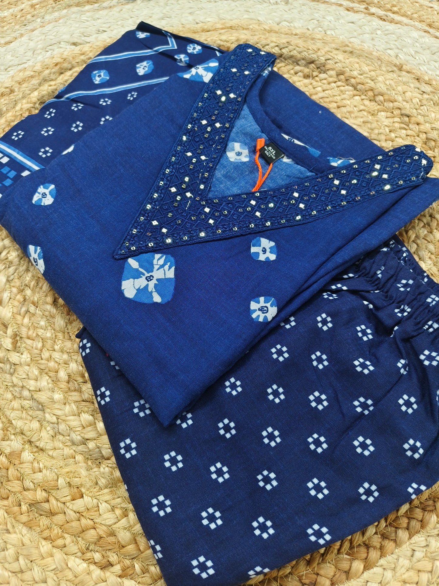Peacock blue Cotton sets with duppatta