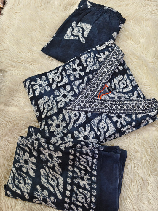 Dark blue  Cotton sets with duppata
