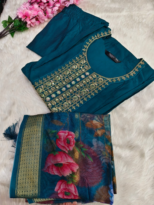 Blue designer anarkali suit