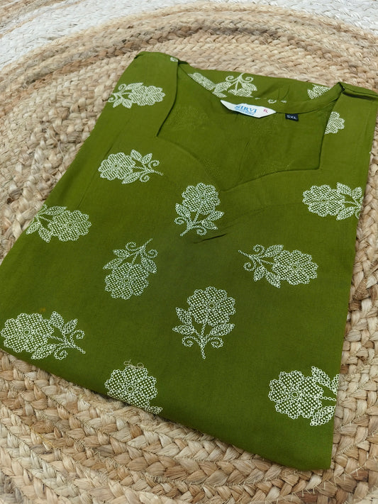 Green Rayon straight kurta