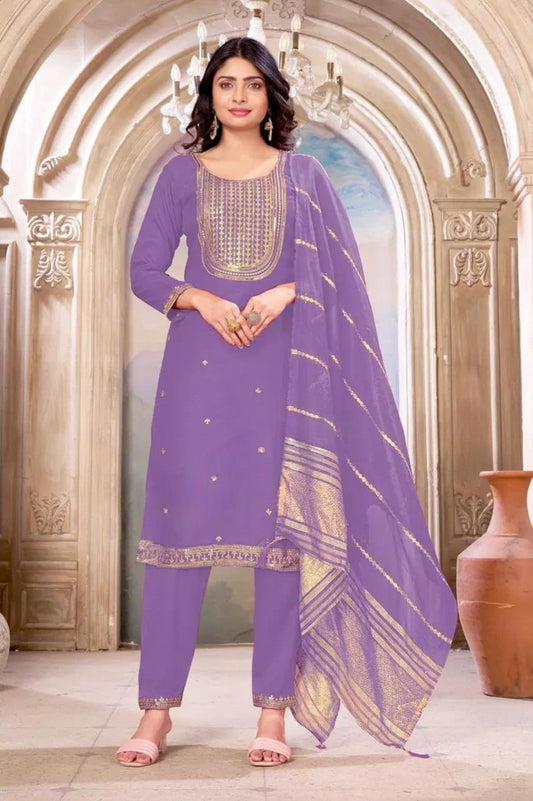 Lavender designer straight cut Suit
