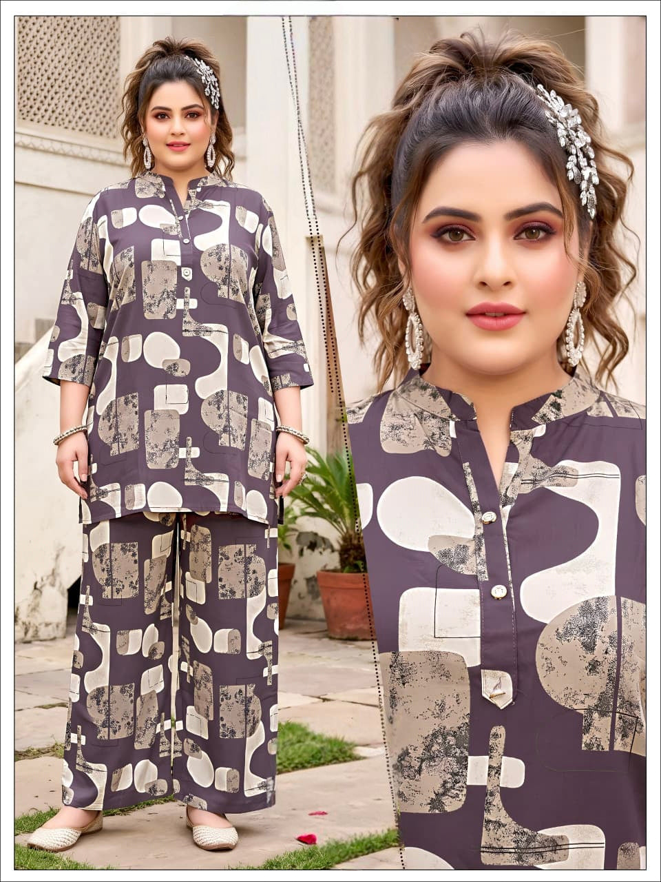 Wine Premium Printed Co-Ord Set