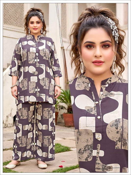 Wine Premium Printed Co-Ord Set