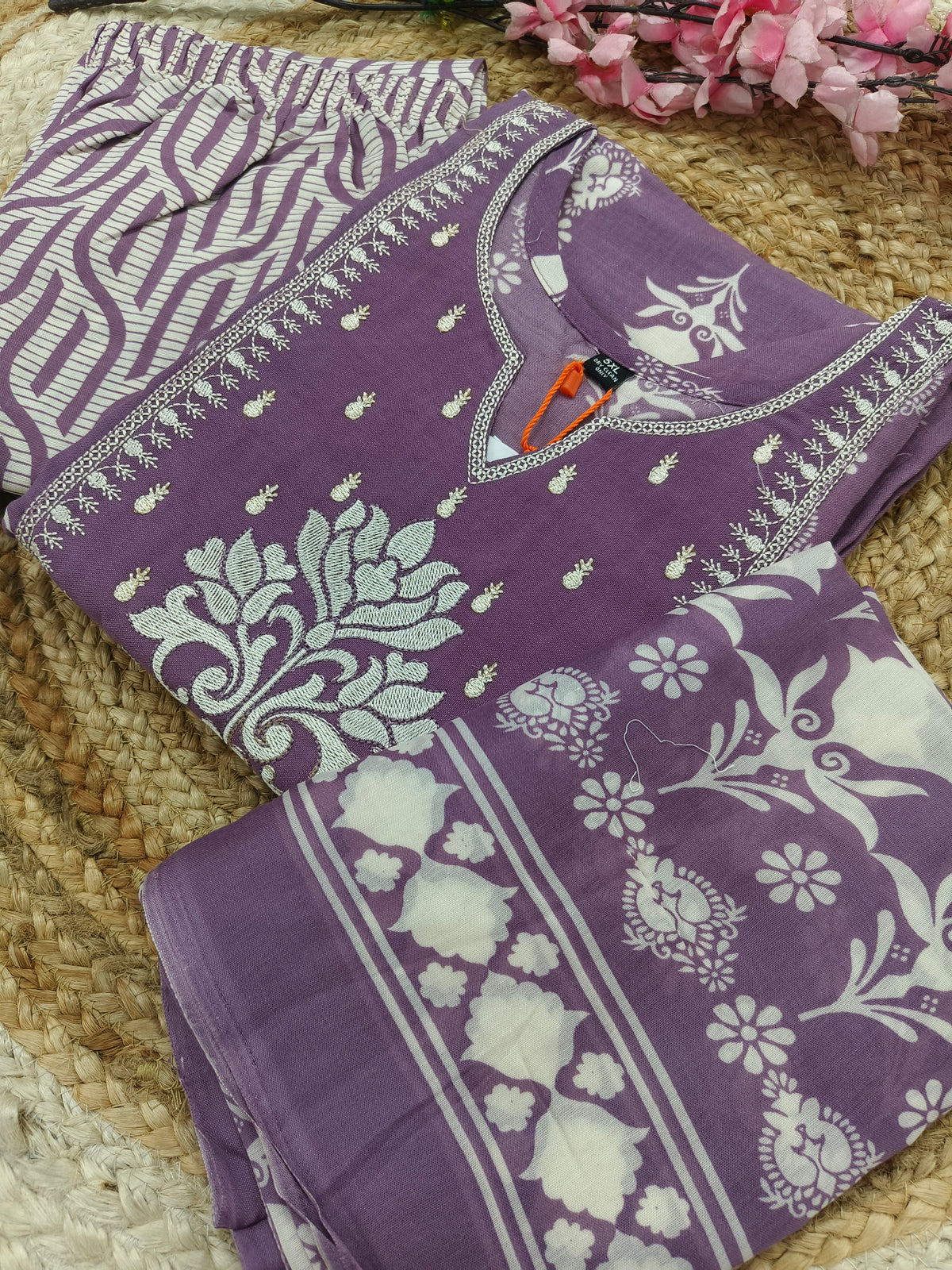Lavender Cotton sets with duppatta