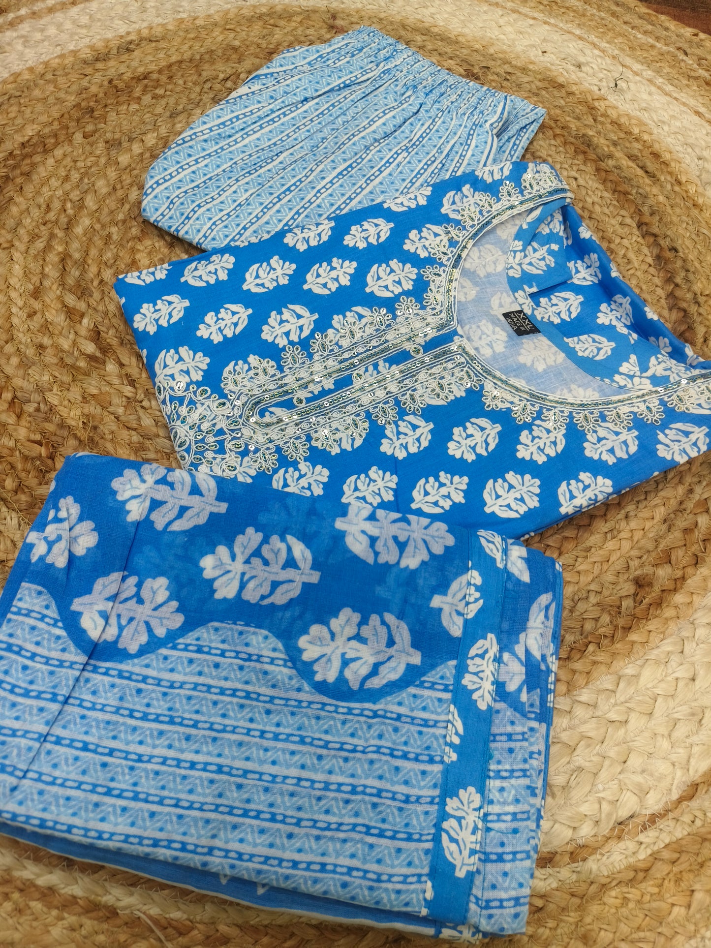 Blue cotton sets with duppatta