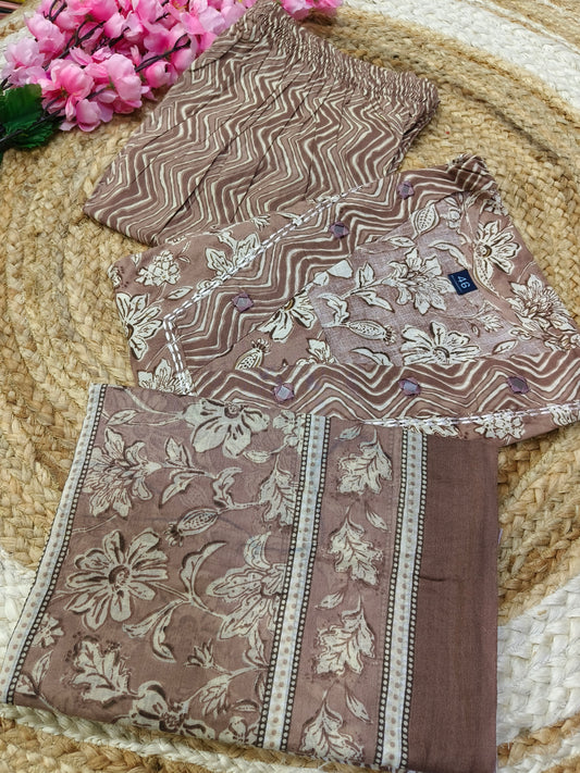 Brown pure cotton designer dress