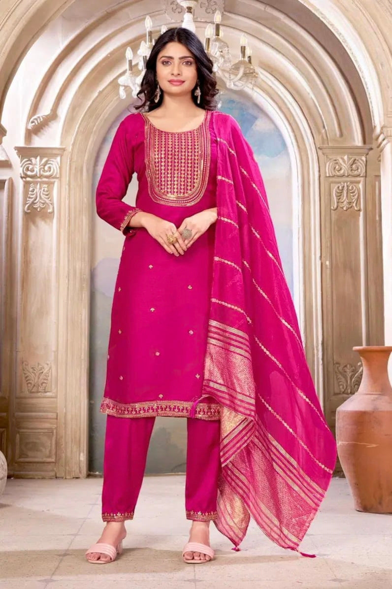 Rani Pink designer straight cut Suit