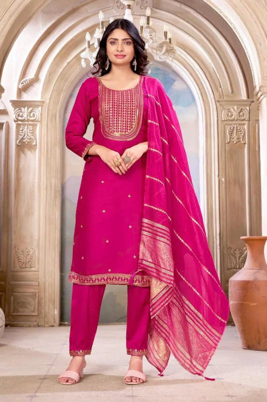 Rani Pink designer straight cut Suit