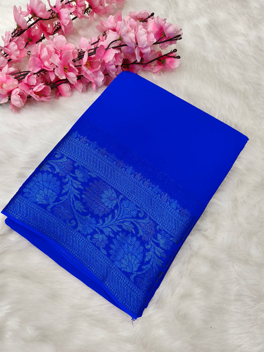 Blue Chiffon saree