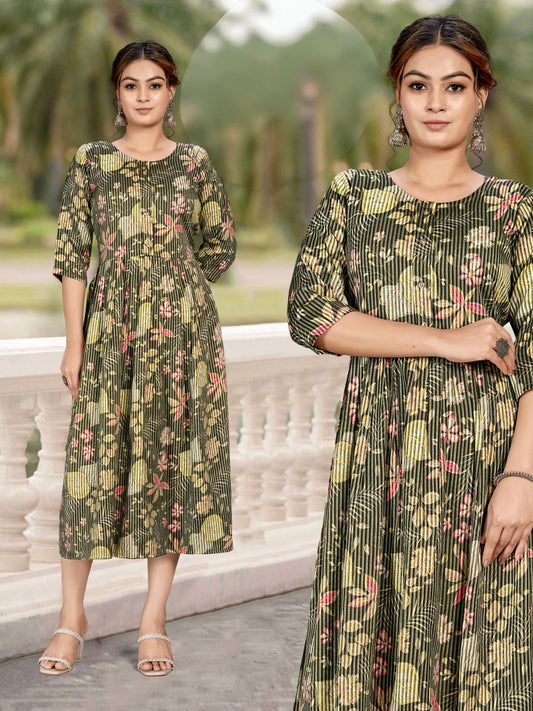 Green Anarkali Top