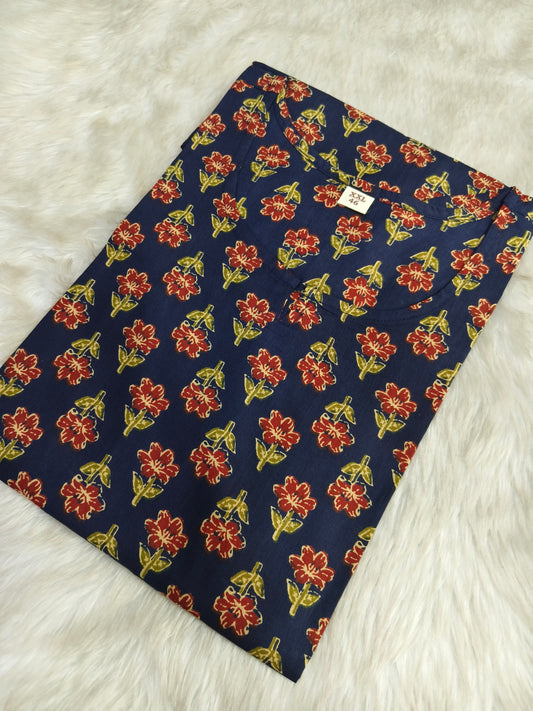Navy Blue Cotton short Kurtis