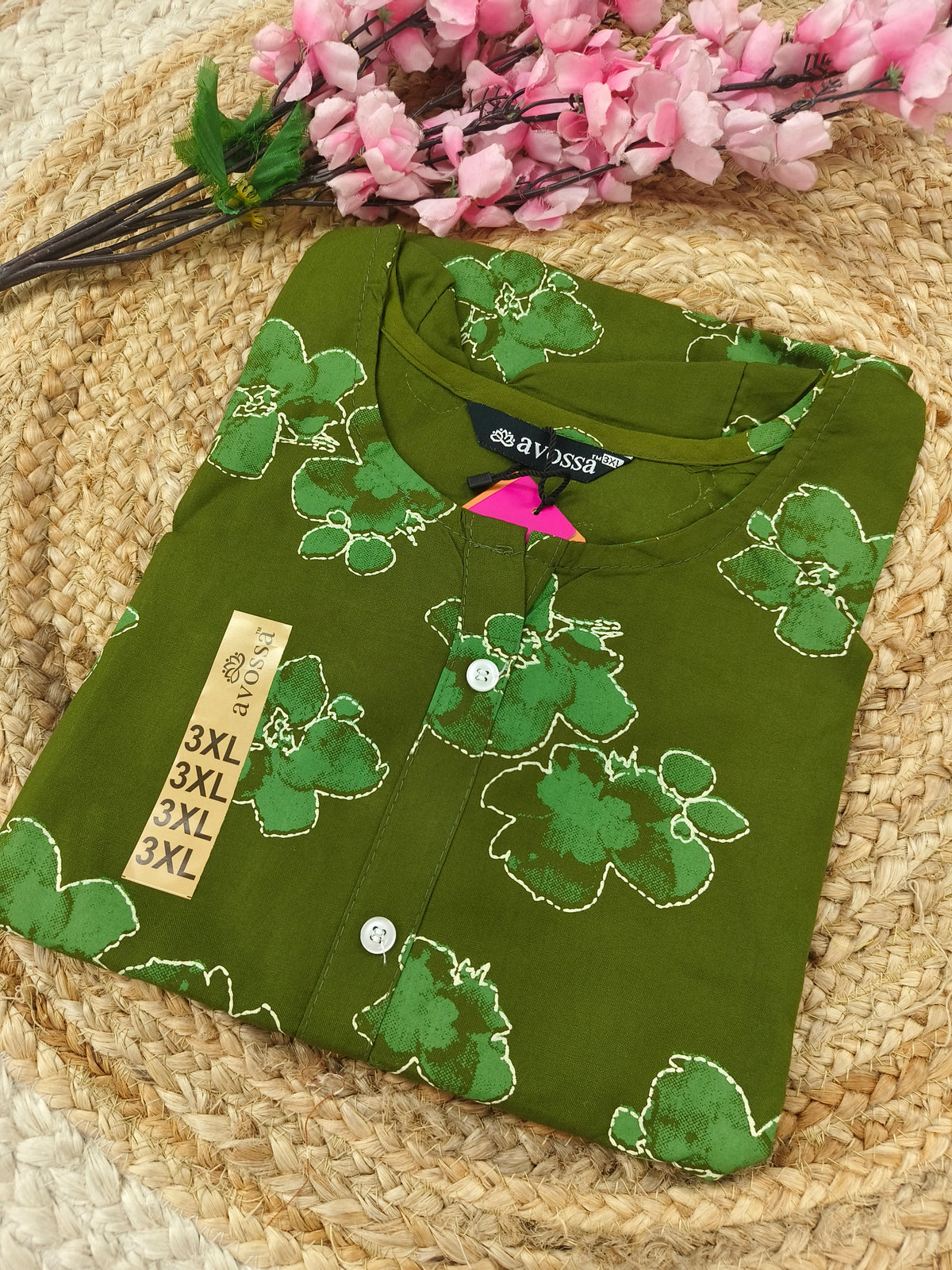 Green rayon straight kurta