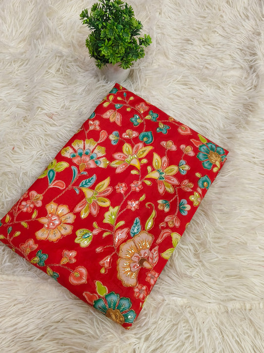 Red Silk blouse piece