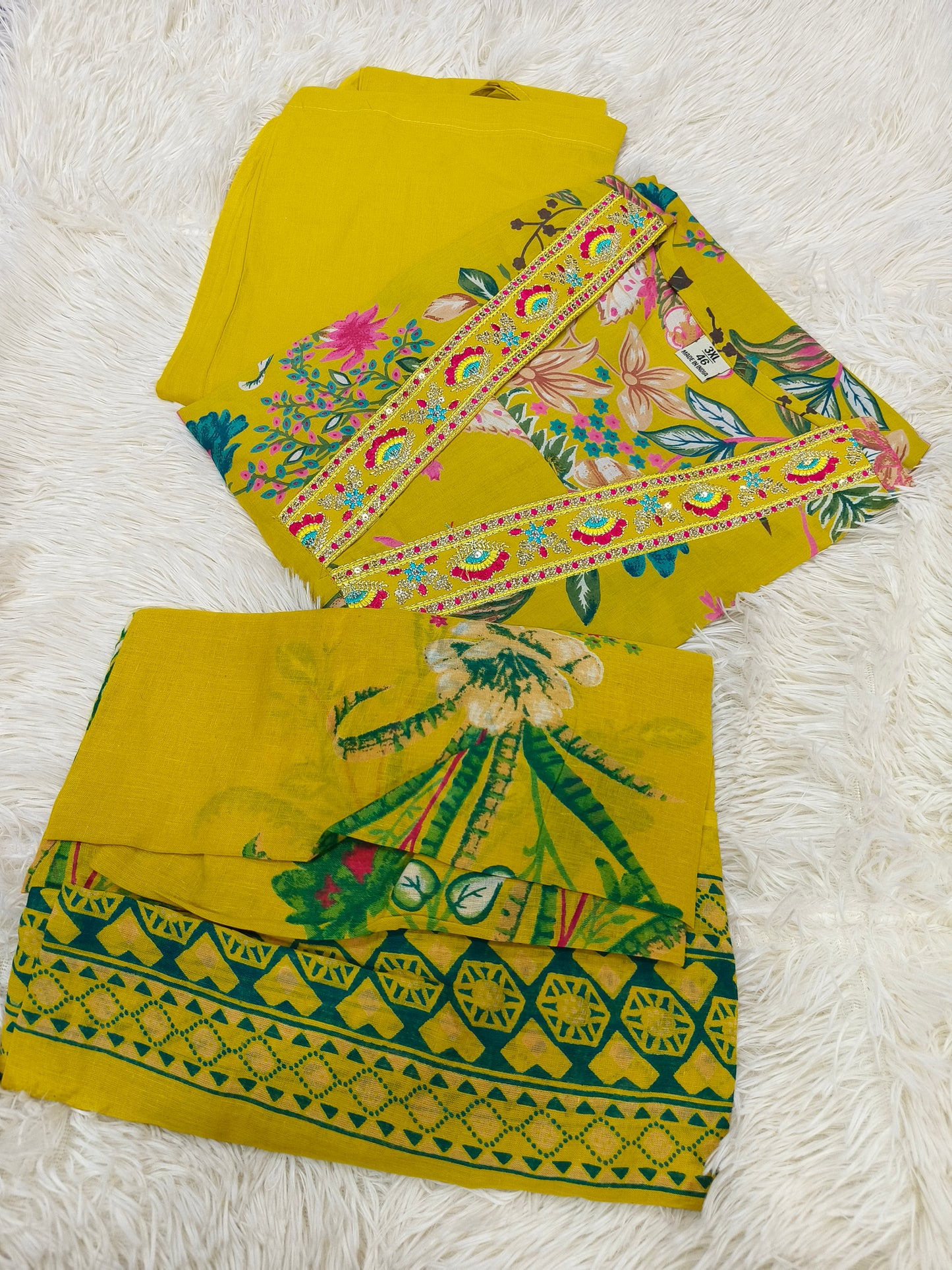Mustard yellow Cotton sets with duppata