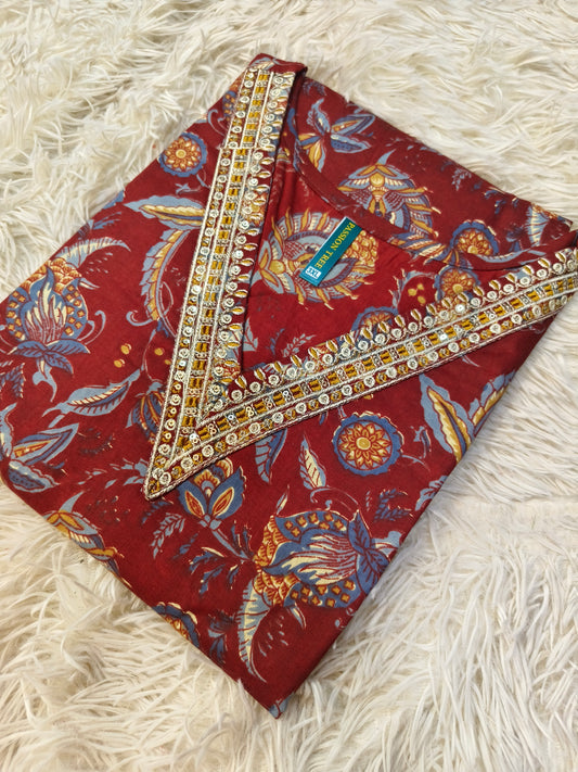 Maroon pure cotton kurta