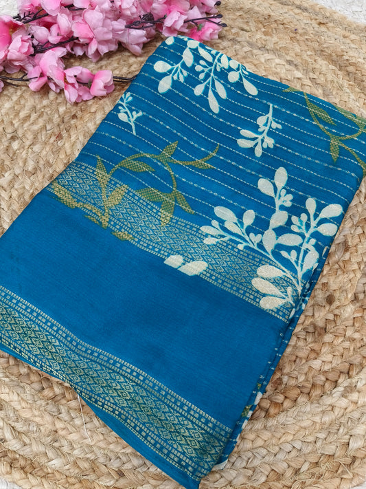 Sky blue  Dola Silk Saree