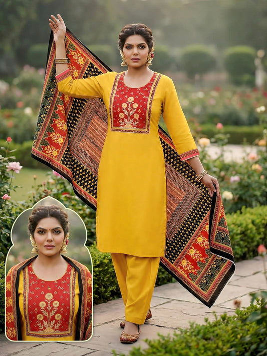 Yellow Designer straight cut suit