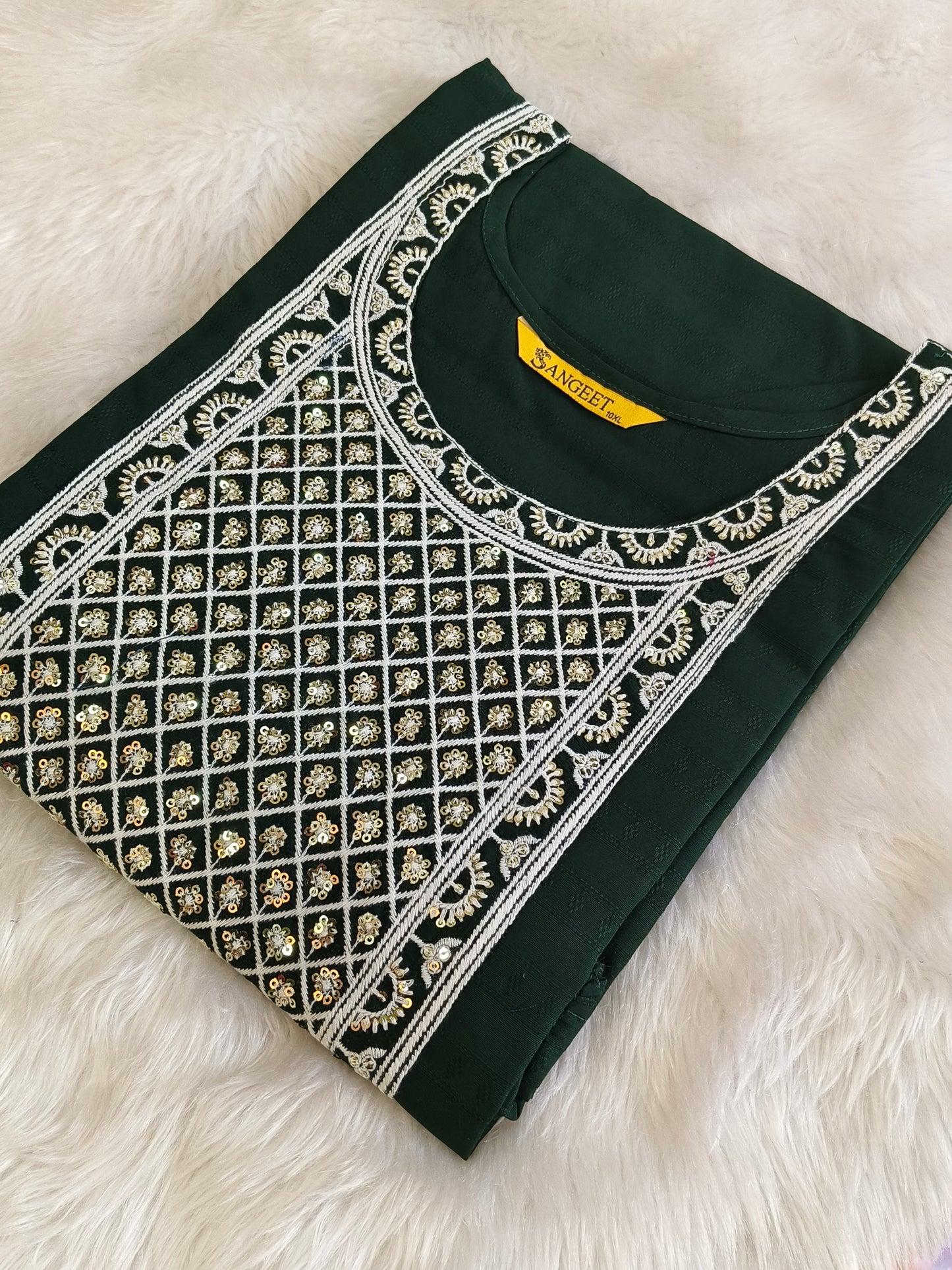 Bottle green straight cut kurti