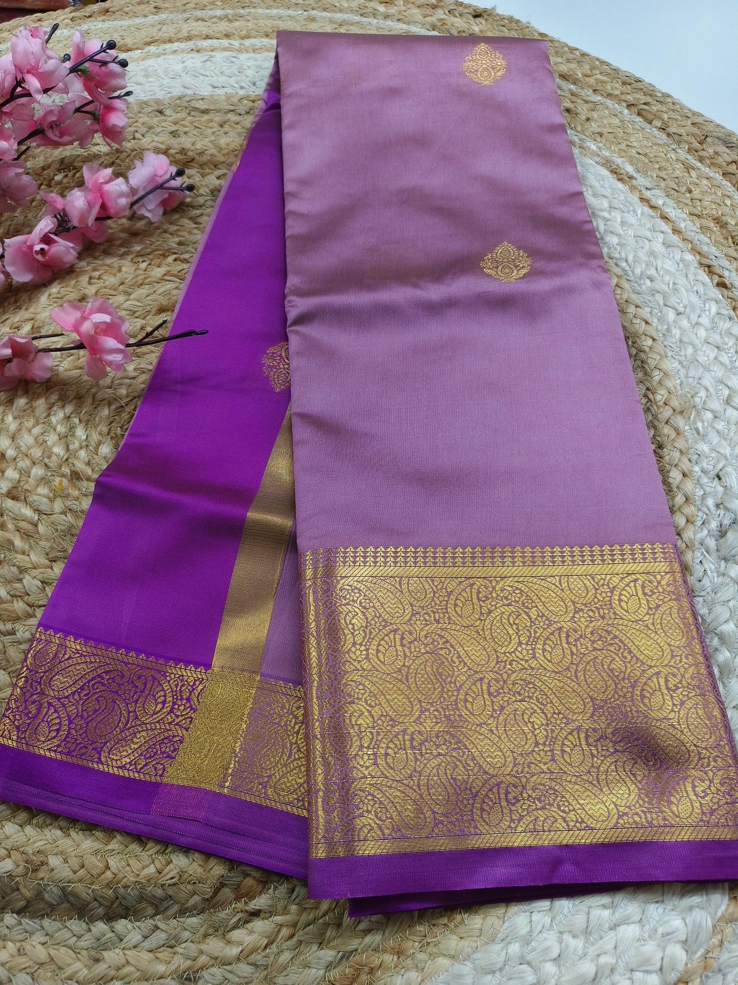 Mauve Semi kanchi silk saree